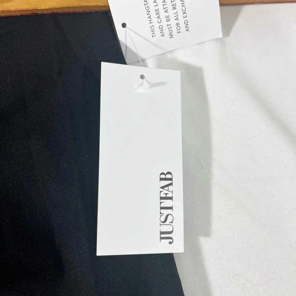JUSTFAB‎ LINEN ANKLE PANT BACK ZIP CLOSURE SZ 1X BLACK NEW